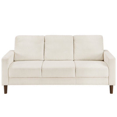 Revêtement contemporain en velours côtelé beige 2 pièces, dossier à sièges rembourrés, structure en bois massif, tissu d'ameublement pour invités, tissu doux, structure en contreplaqué, temps en famille confortable