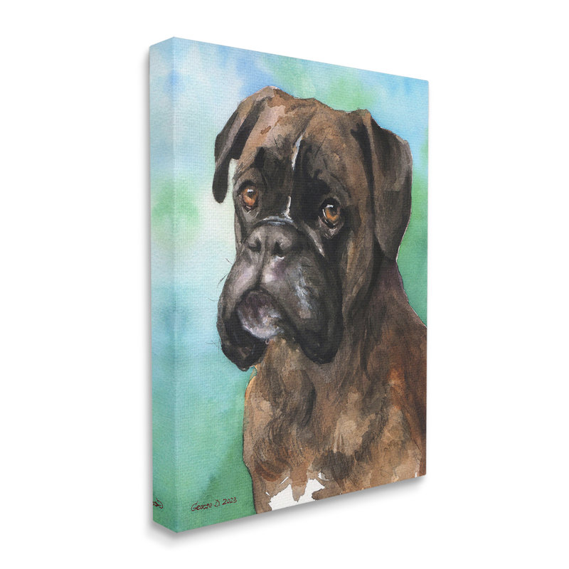 «Boxer Dog Portrait», art mural sur toile par Georgedyachenkoart, H 48 po x l 36 po