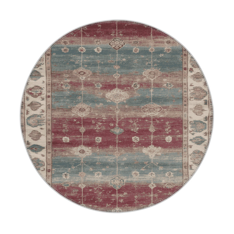 Overdyed Gray Indoor and Outdoor Area Rug, Round 5'