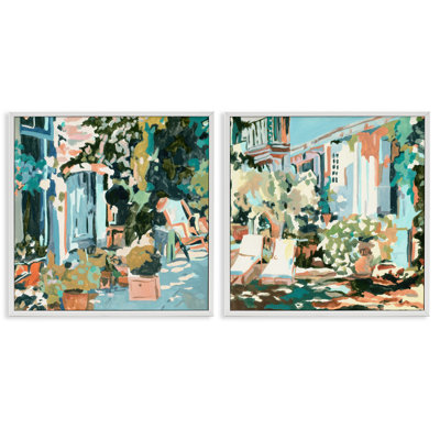  Plants on Town Buildings, ensemble de 2 estampes numériques par Melissa Wang