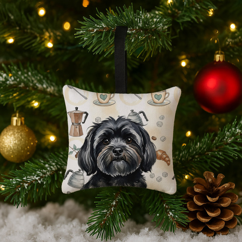 Ornement suspendu en tissu noir Lhasa Apso, Lhasa Apso - noir