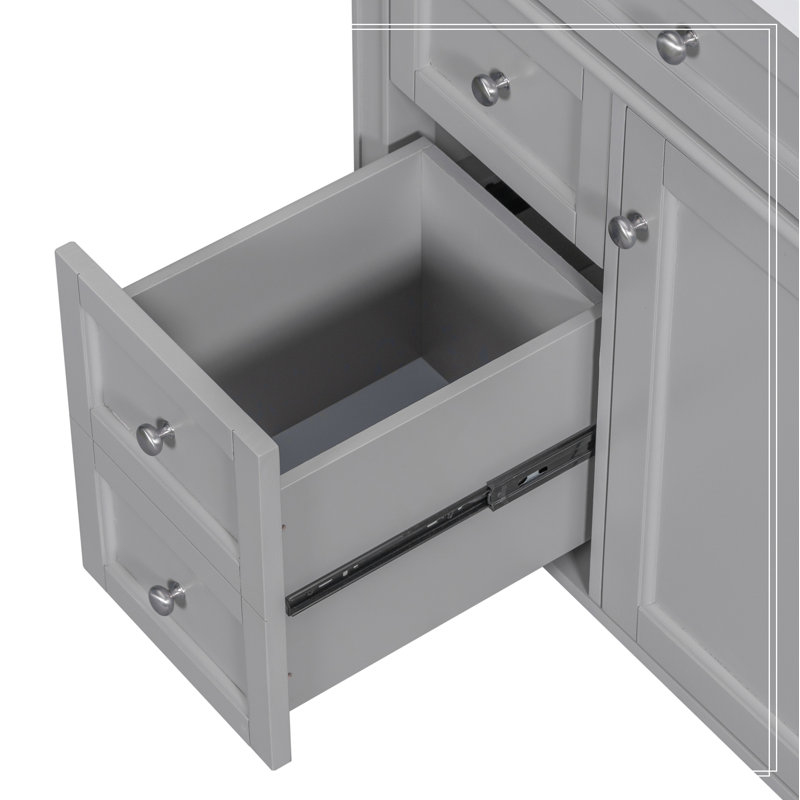 Meuble-lavabo de salle de bain avec lavabo supérieur, armoire de rangement avec 2 tiroirs