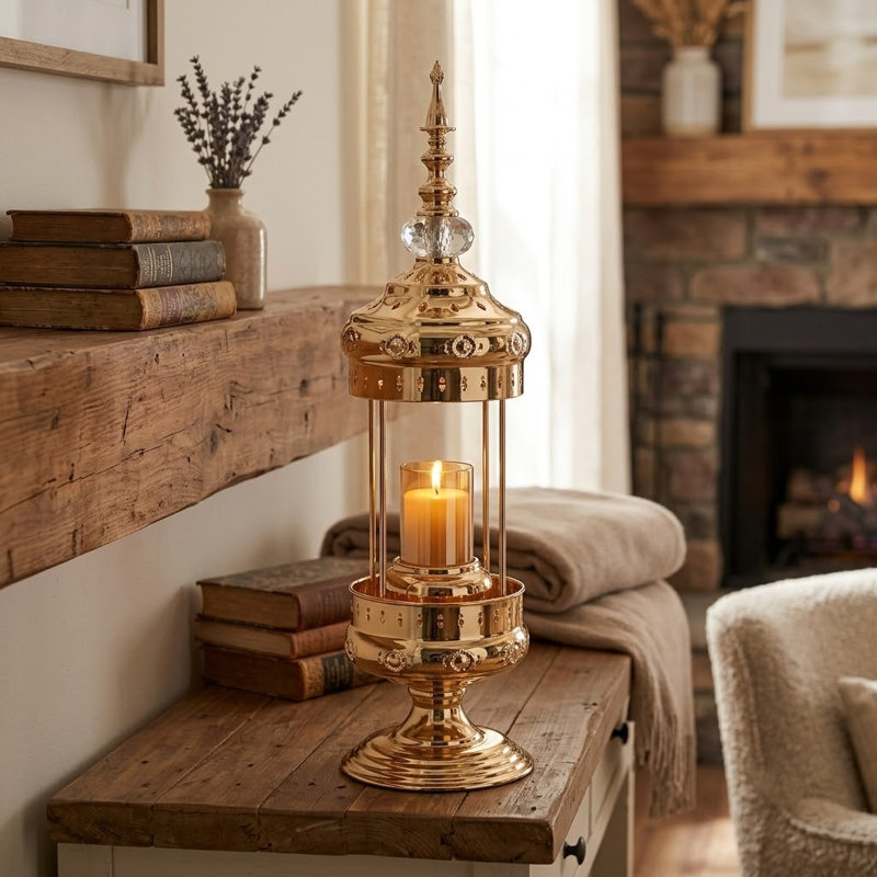 Elegant Metal Pillar Candle Holder