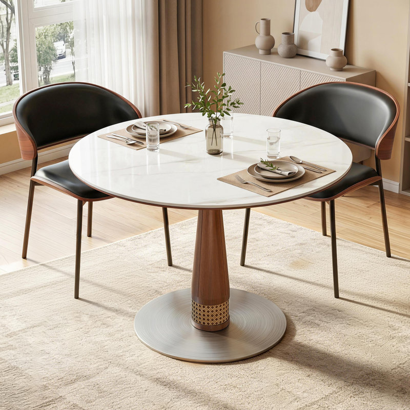 39" Round Pedestal Sintered Stone Dining Table