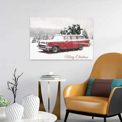Bringing Home the Tree 1 Piece Wrapped Canvas Wall Art