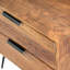 Table de chevet 2 tiroirs en bois avec pieds inclinés en métal, noir et brun