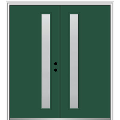Porte double extérieure en fibre de verre lisse 1 lumière Lite Spotlight