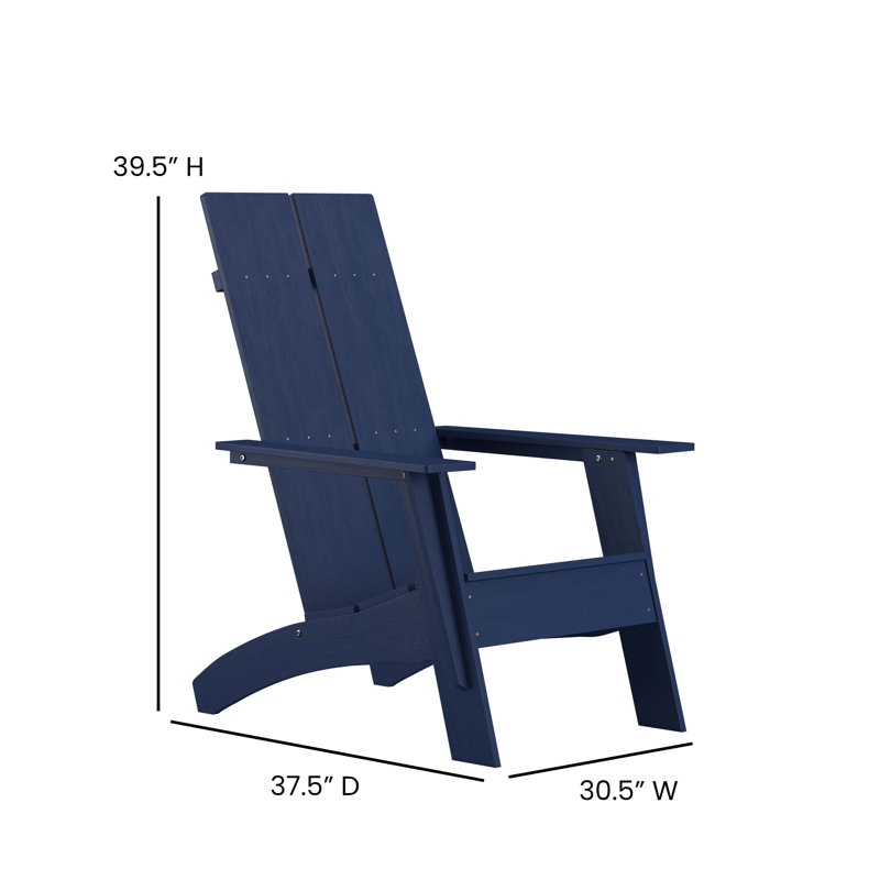 Chaises de style Adirondack intérieur / extérieur à double lattes Balasi, Marine