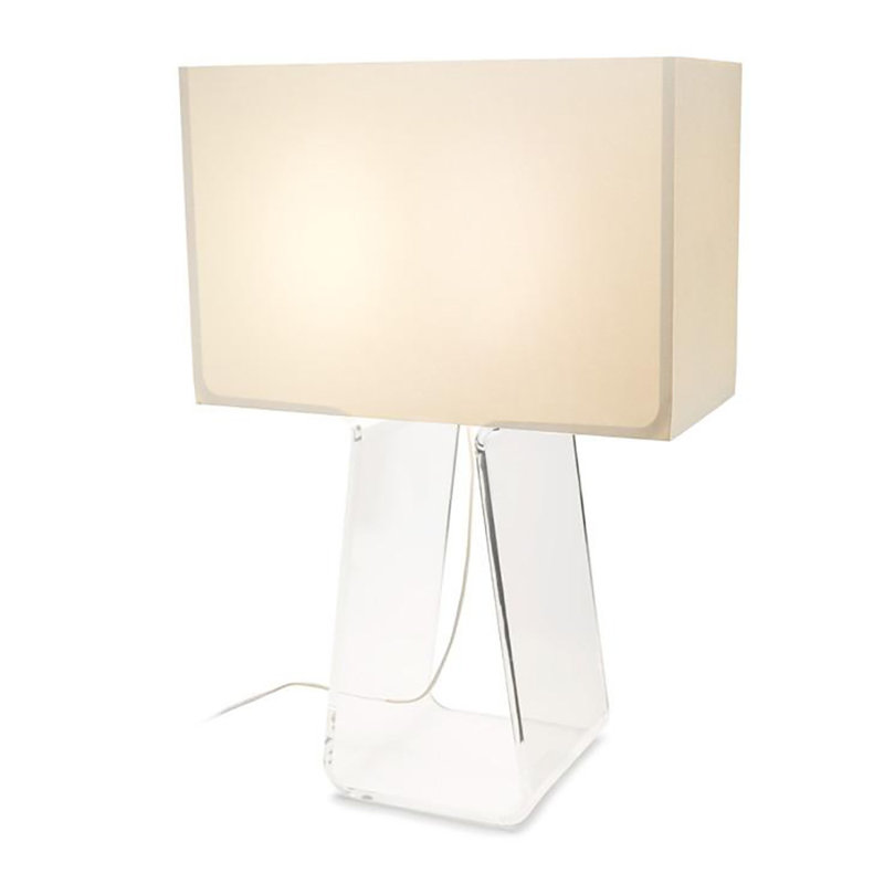 Tube Top Table Lamp, 14" H x 9.5" W x 4.5" D, Clear/White
