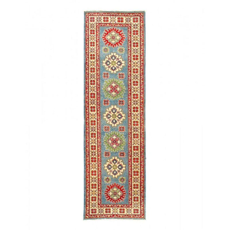 Tapis de couloir bleu / rouge en coton noué à la main 2 pi 9 po x 9 pi 7 po Oriental