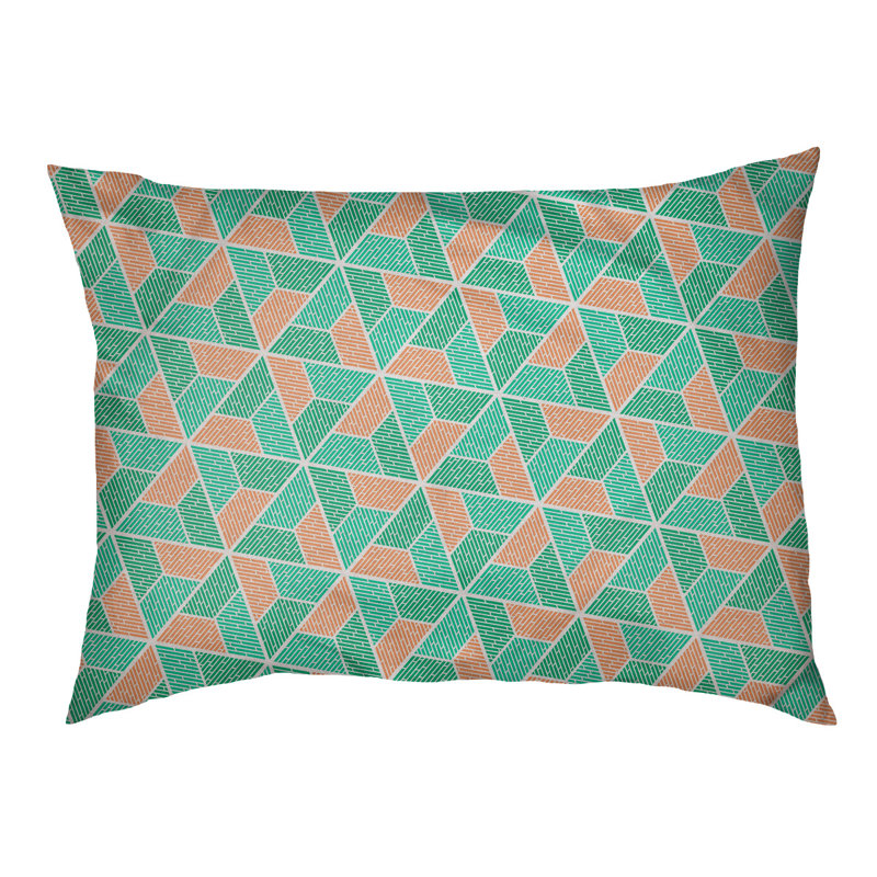 Coussin pour chien Byrge Trapezoids, Moyen (l 28 po x P 18 po x H 19,5 po), Orange / vert foncé / vert clair