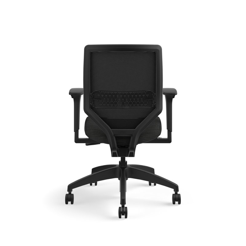Black Mesh Adjustable Swivel Task Chair with Fabric Seat