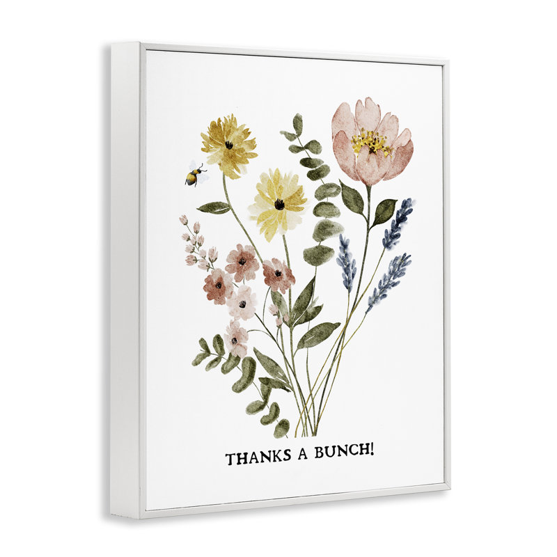 «Stupell Industries Floral Thanks A Bunch», estampe numérique encadrée par JJ Design House LLC, H 14 po x l 11 po