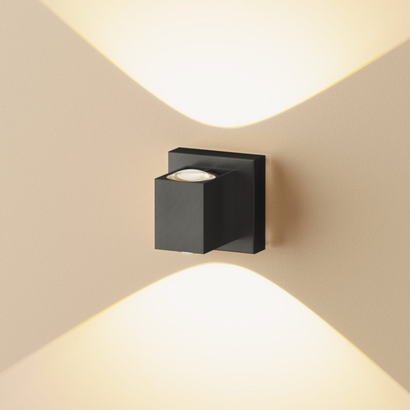 Applique murale moderne noire à DEL avec faisceaux lumineux