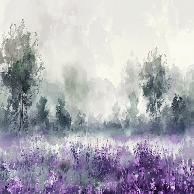 Paysage de forêt de brume lavande