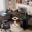 Bureau debout en bois manufacturé en L noir-277350615-277350601