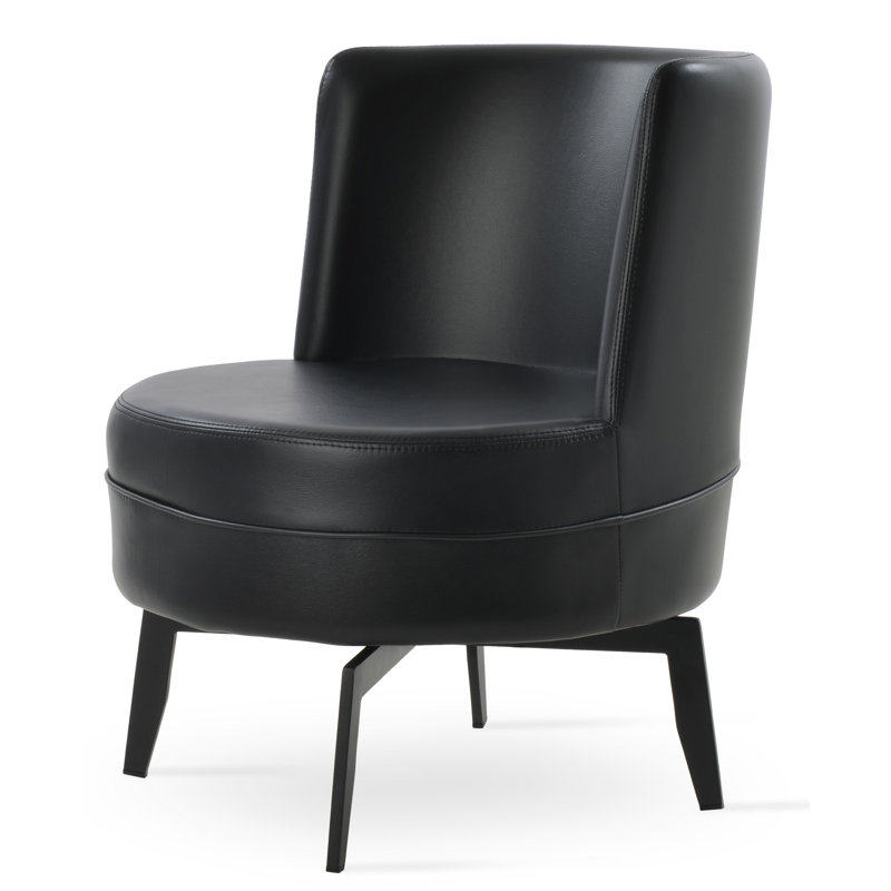 Fauteuil demi-tonneau de 24,5 po de largeur Hilton, Similicuir noir