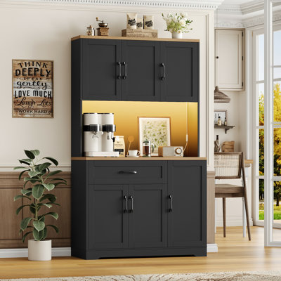 Grande armoire de cuisine H 68 po x l 40,5 po Nyanza avec portes en verre et tablette pour micro-ondes