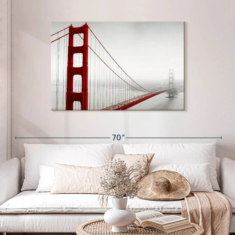 Lilie Golden Gate Bridge dans le brouillard, H 30 po x l 45 po