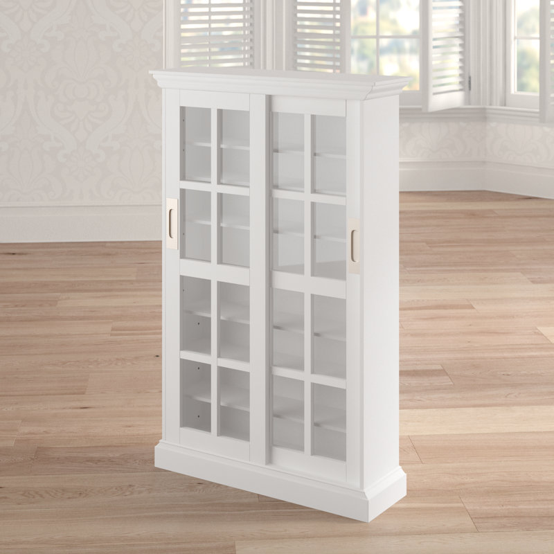 Armoire multimédia à porte coulissante blanche