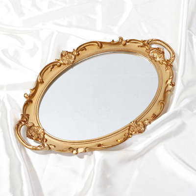 European Carved Mirror Tray Cake Dessert Plates Jewelry Plates Living Room Photo Props Tea Tray Storage Plates