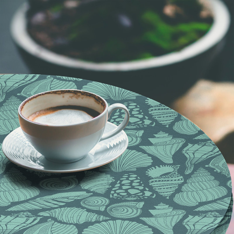 Ambesonne Shells Fitted Round Tablecloth Turquoise and Teal 65940