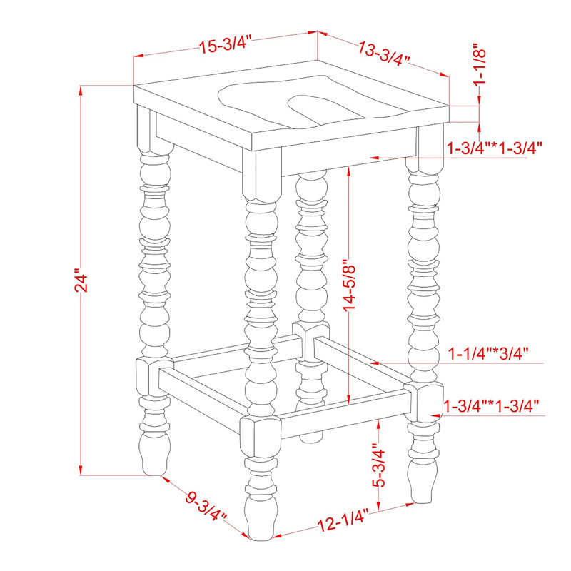 Cengiz 15.75" Width Wood Counter Height Stool
