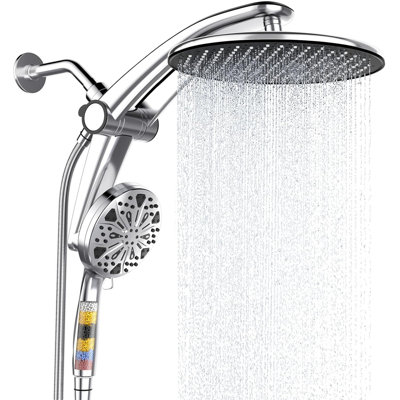 Shower Head With Filtered Handheld High Pressure Daul Shower Heads With Handheld Spray Combo And 10 Sprays Handheld Shower Head Detachable Shower Head Built-In Magnetic Docking And Power Jets Chrome