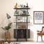 Bibliothèque à 4 niveaux, bibliothèque autoportante avec armoire de rangement et porte coulissante-884458219-884690614