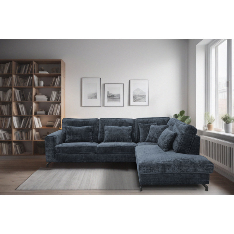 5 Seater Sofa & Chaise, Navy, Right Hand Facing