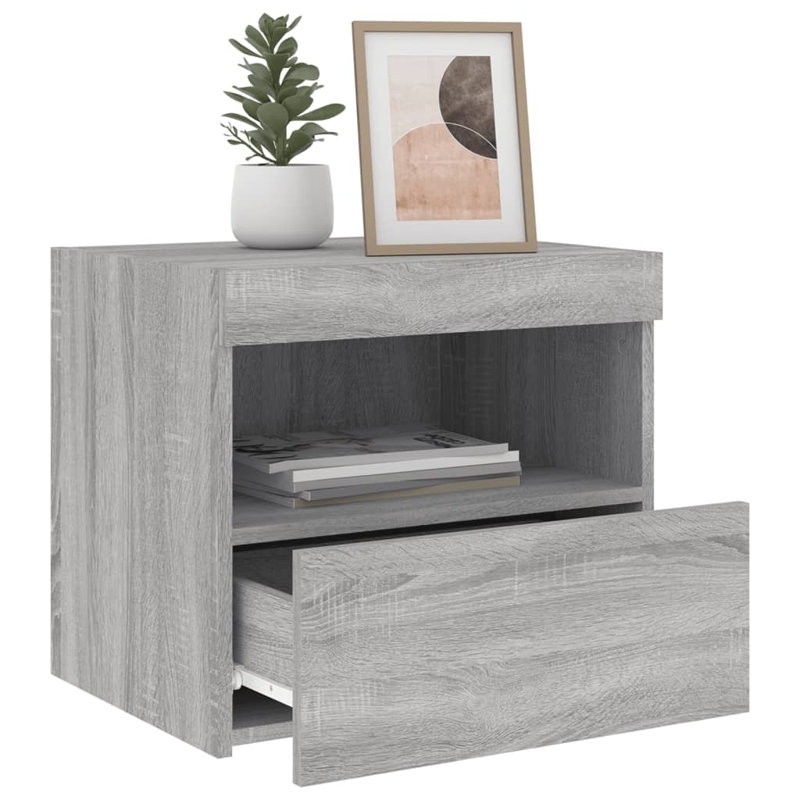 Nirmal 50cm W Manufactured Wood Bedside Table, Grey Sonoma, Individual