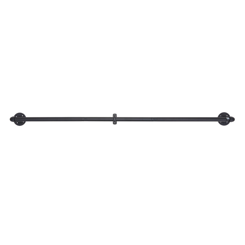 Black Carbon Steel Adjustable 2.5cm Bay Window Single Curtain Rod, 2.5cm H x 121cm W x 2.5cm D