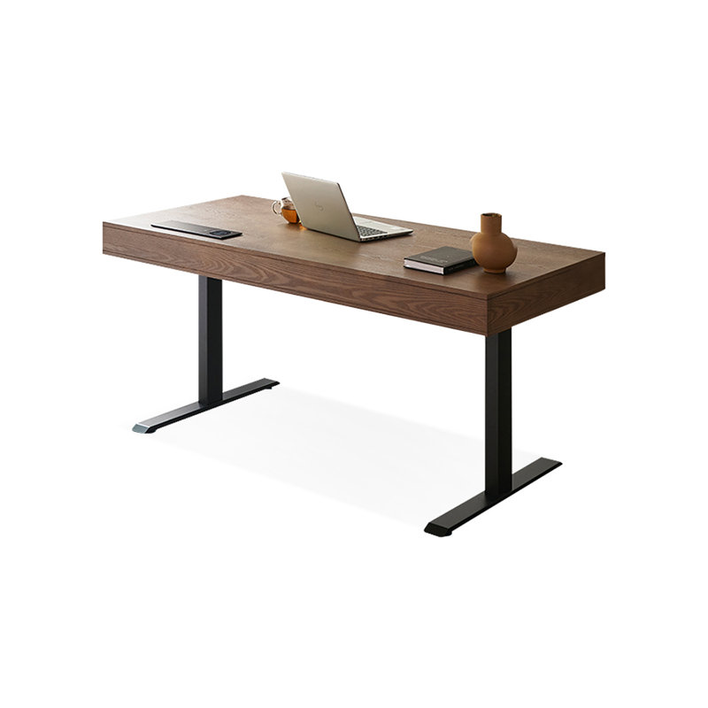 Bureau debout avec tiroirs en noyer massif, 53.94" H x 62.99" W x 27.56" D