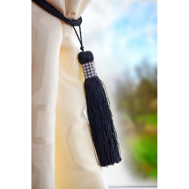 Tovey Silver Fabric 56cm Curtain Holdback/Tieback, Black