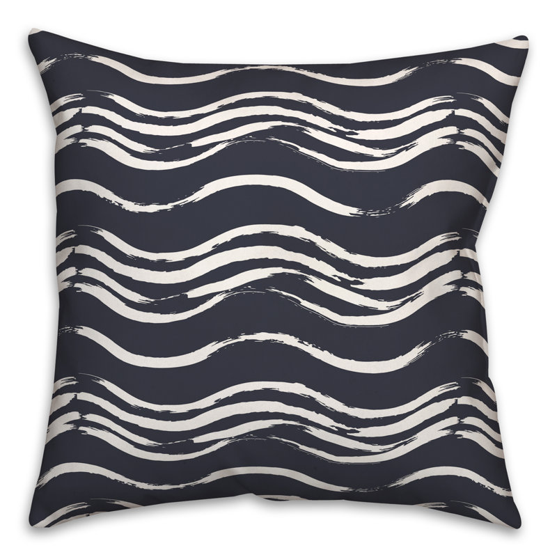 Coussin extérieur Black Waves, H 18 po x l 18 po, Bleu marine