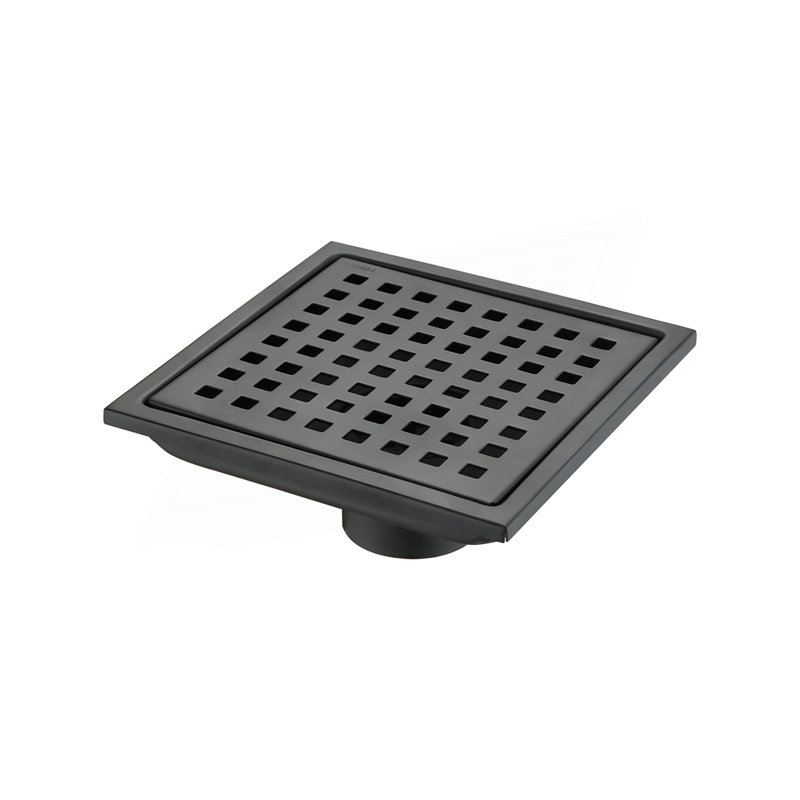 6 Inch Grid Shower Floor Drain, Matte Black