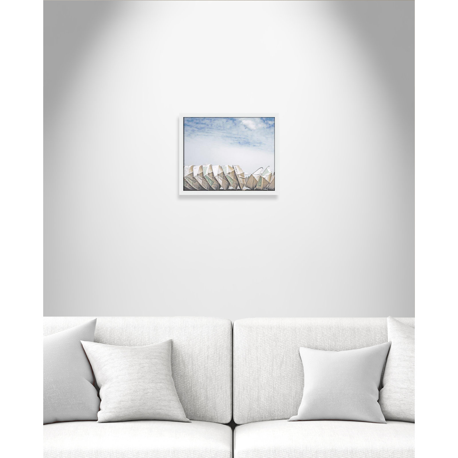 Hennecy "Wooden Boats" Print by Leah Straatsma, 16" H x 19" W x 1.25" D, Satin White