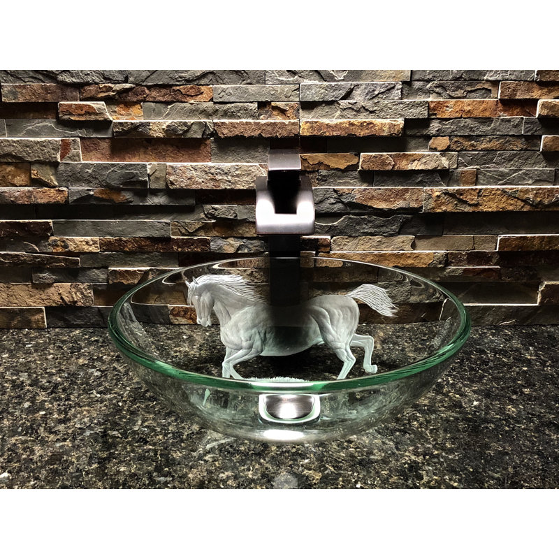 Elegant Glass Engraving Studio 16.5'' Glass Circular Bathroom Sink