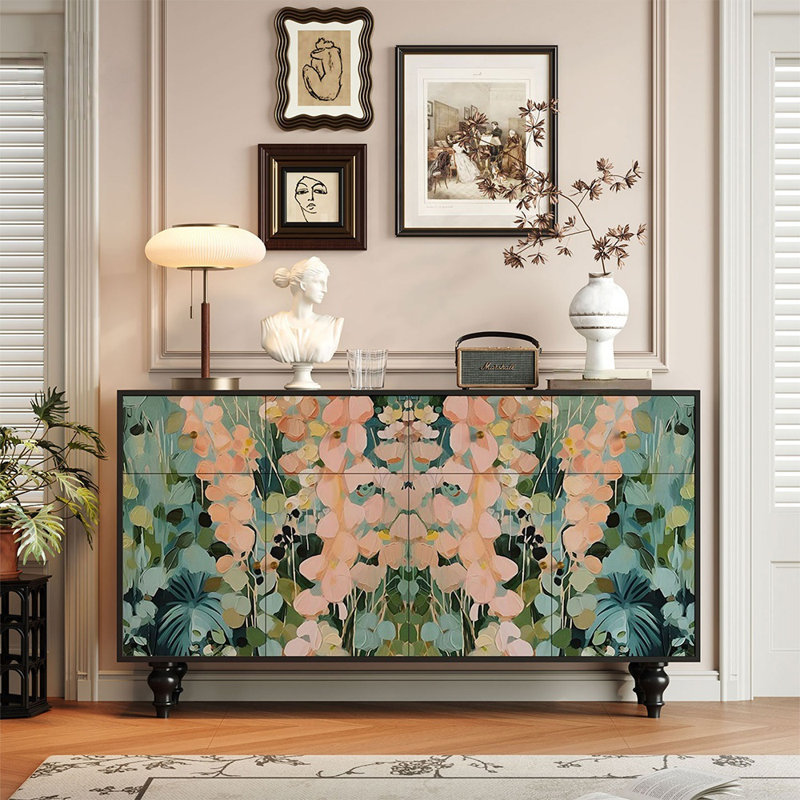 Armoire d'entrée de style français à motif floral rétro