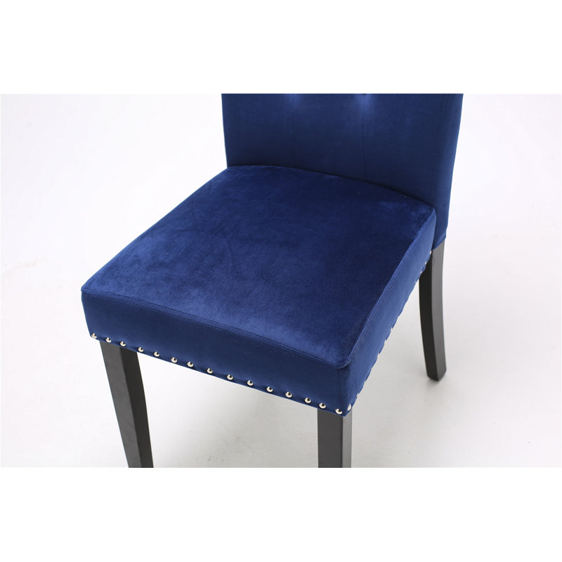 Chaise d’appoint rembourrée velours touffeté grise Voltaire, Bleu