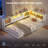 Corner Bed Frame With 3 Fabric Storage Drawers And 5-Grid Bookcase,  White-1416068746-1416068744