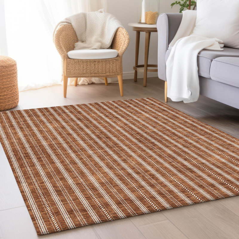Tapis terre cuite lavable à la machine Premium Prisco, Rectangle 10 pi x 14 pi