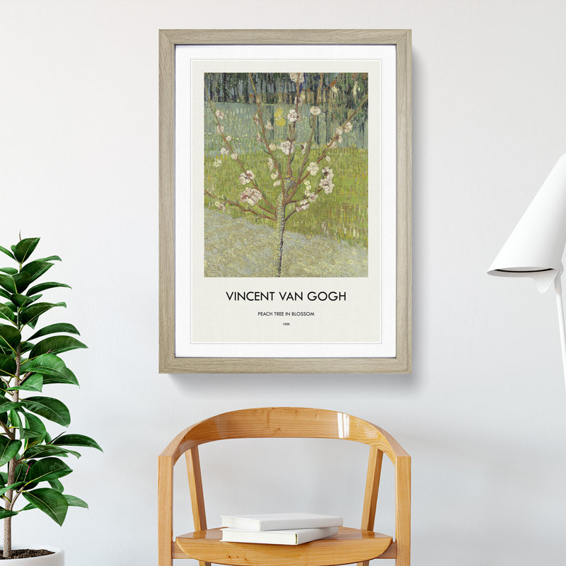 Peach Tree in Blossom by Vincent Van Gogh - Picture Frame Painting, Oak, 65cm H x 48cm W x 2cm D