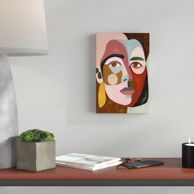 Geo Face II by Victoria Borges - Painting on Canvas, 30cm H x 20cm W, Wrapped Canvas