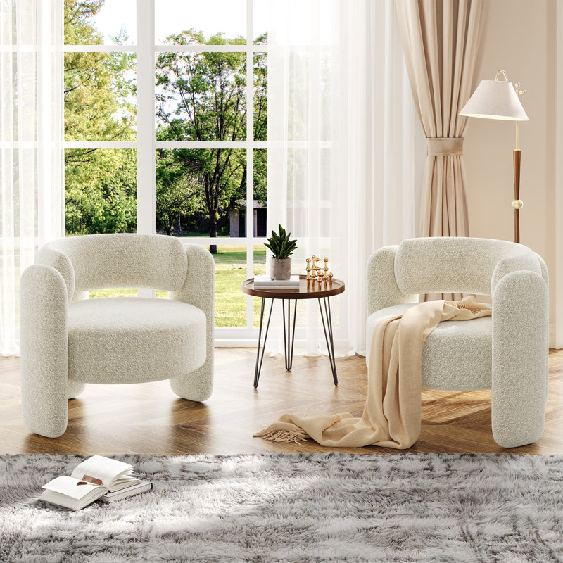Upholstered Accent Chair, White