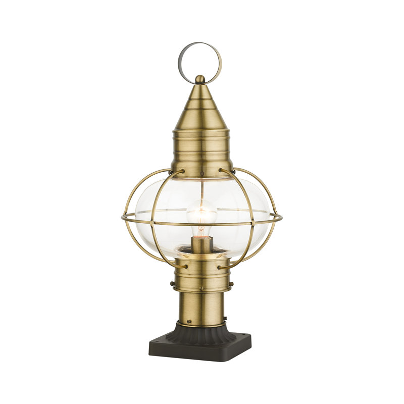 Tête de lanterne câblée à 1 lumière H 19,75 po Aster, Laiton antique