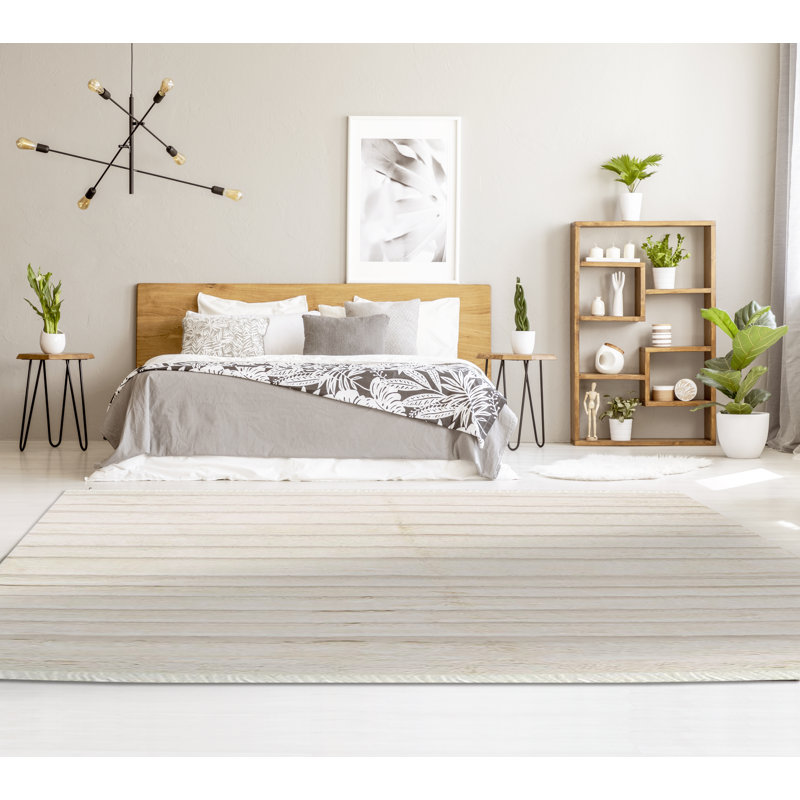 Wool Striped Area Rug, Rectangle 6' x 9'