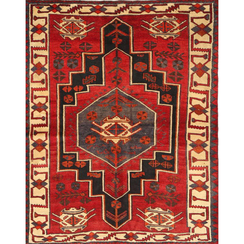 Tapis traditionnel mehroon/noir/bleu, Rectangle 3 pi x 5 pi