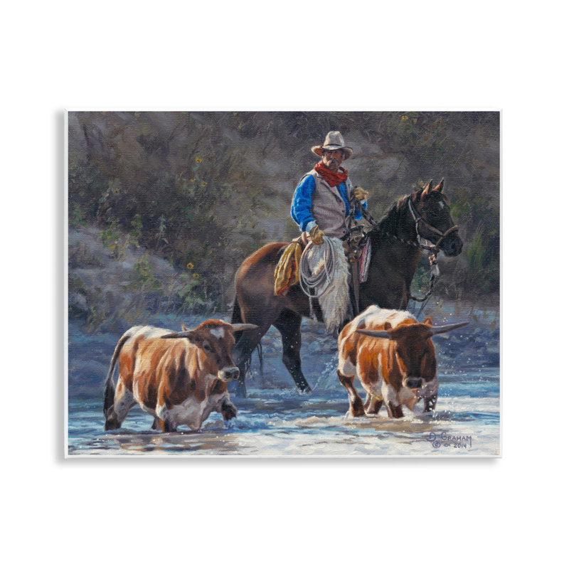«Cowboy Crossing River», art mural par David Graham