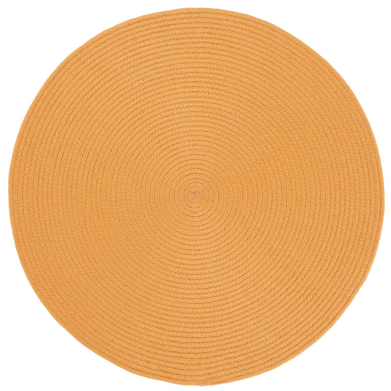 Tapis de couleur unie tressé tissé à la main, Rond 4 pi